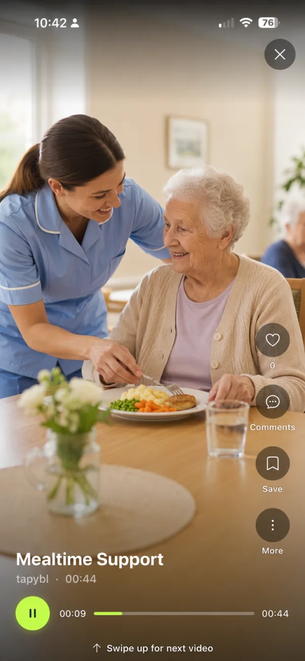 Mealtime Support microreel on a phone