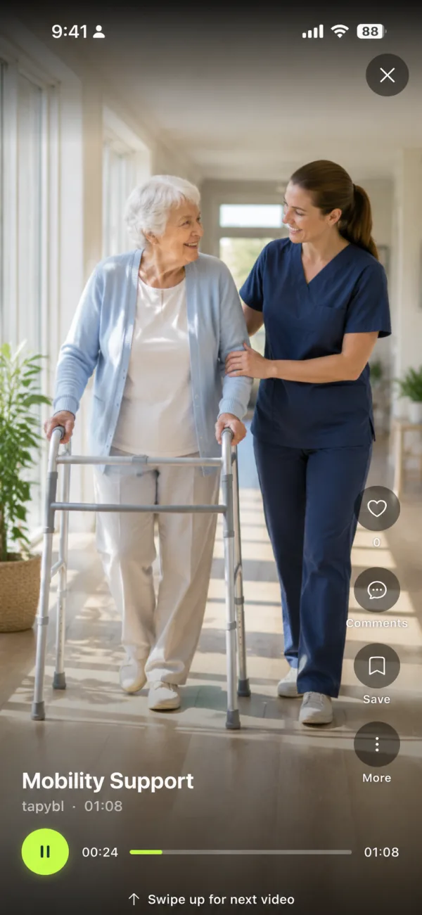 Mobility Support microreel on a phone