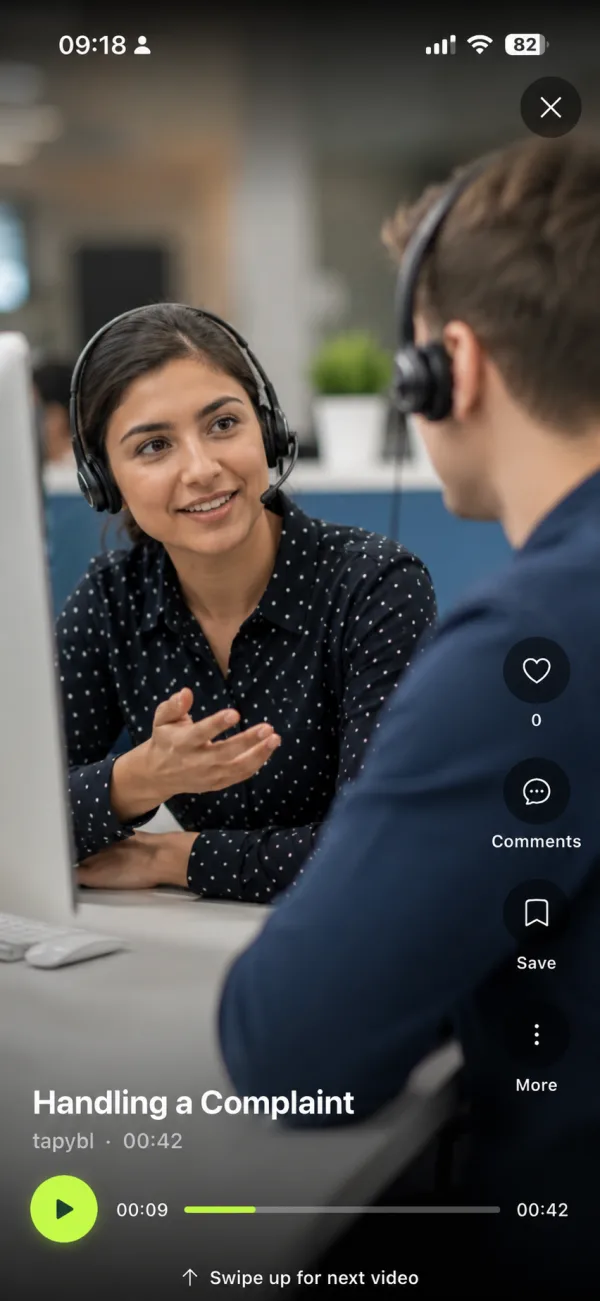 Handling Complaints microreel on a phone
