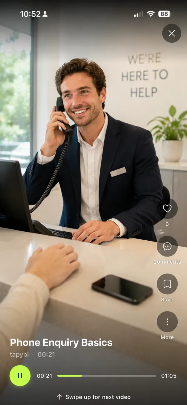 Phone Enquiry Basics microreel on a phone