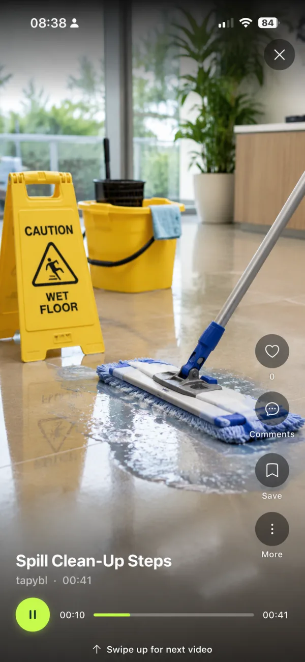 Spill Clean up microreel on a phone