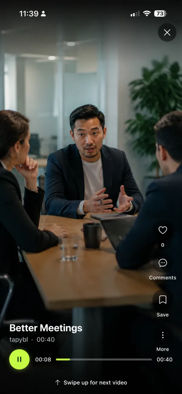 Better Meetings microreel on a phone