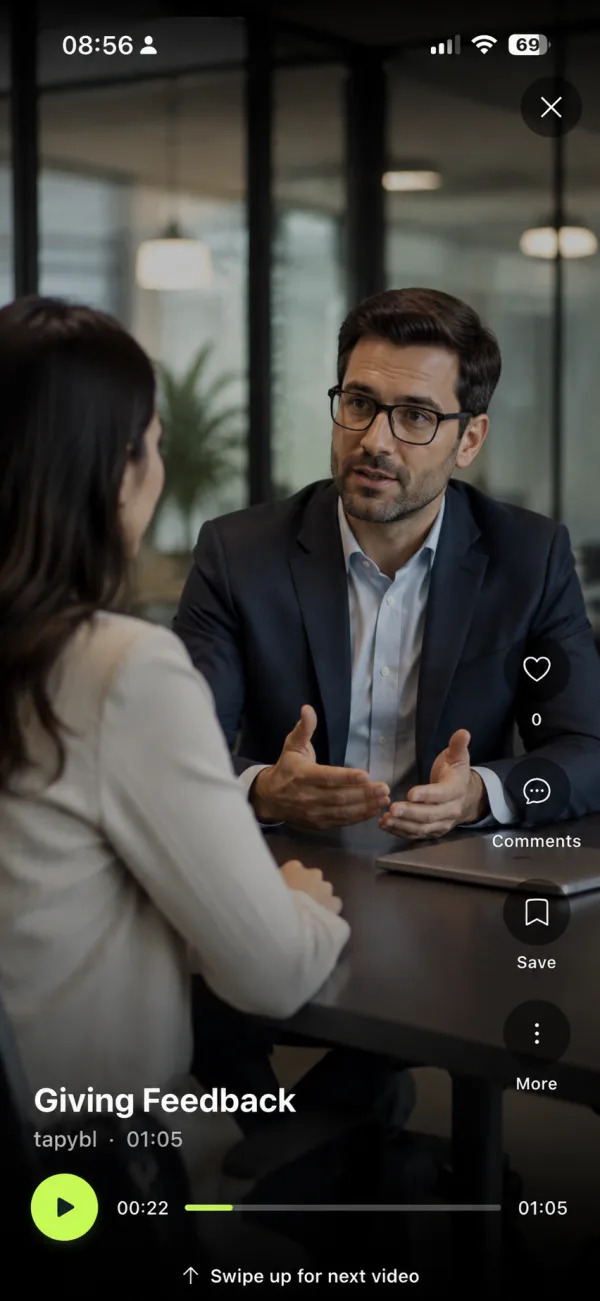 Giving Feedback microreel on a phone