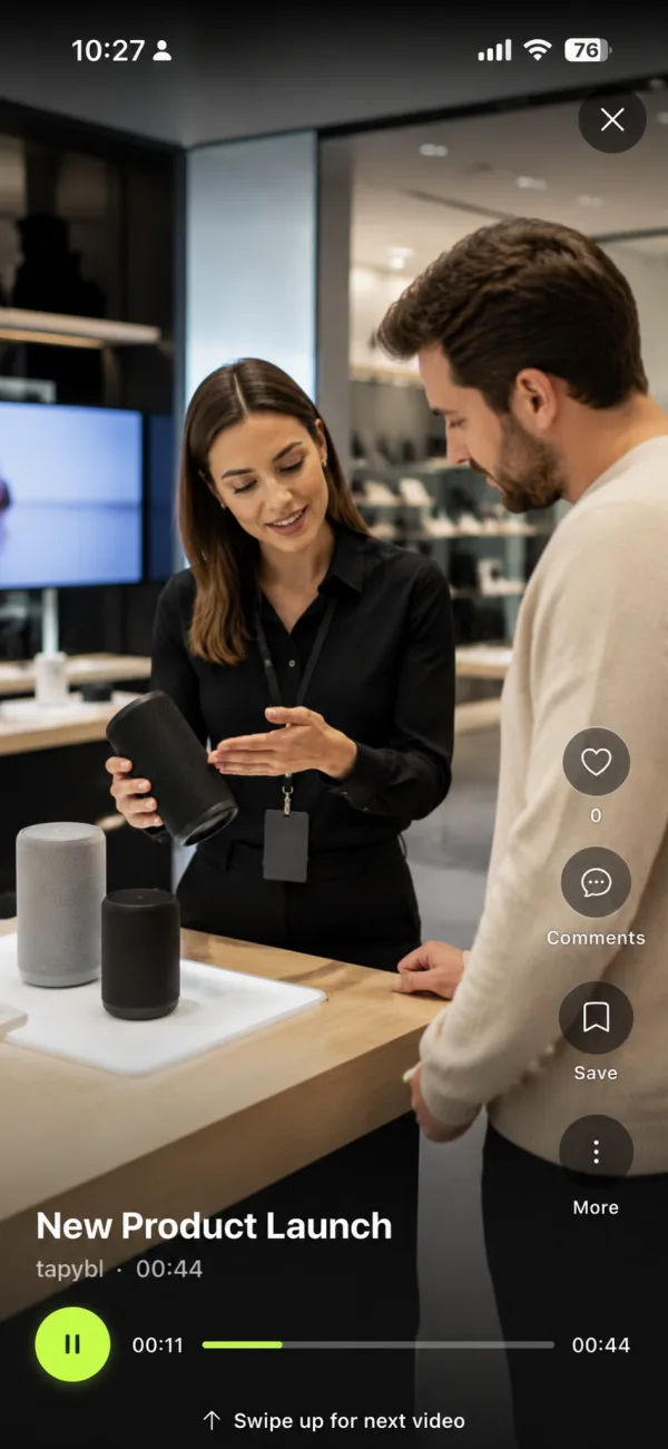 New Product Launch microreel on a phone