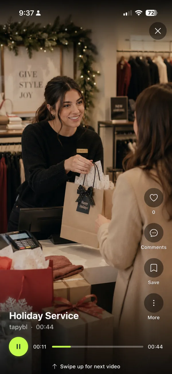 Holiday Service microreel on a phone