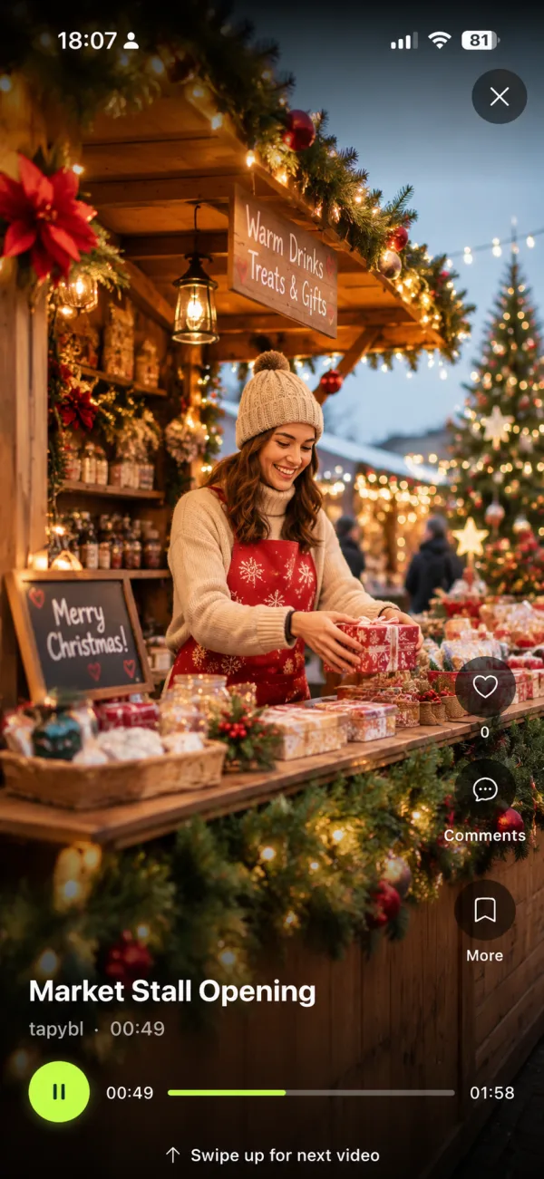 Market Stall Opening microreel on a phone