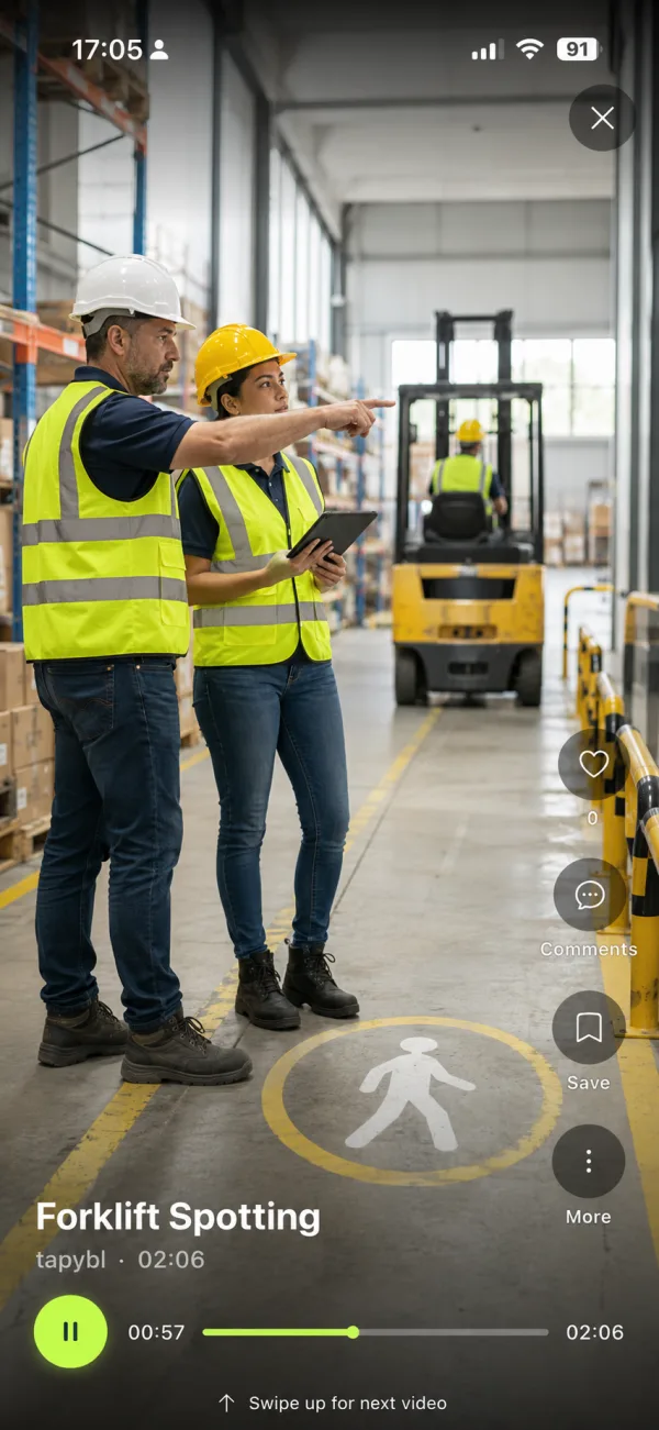 Forklift Spotting microreel on a phone